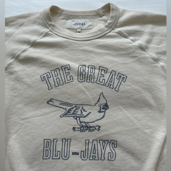 The Great College Sweatshirt with Blu-Jay graphic in Washed White - Size 1 (S). - Picture 3 of 4